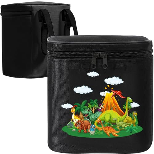 Fahrradkorb Kinder vorne mit Dinosaurier Design – Lenkertasche Kinder, Fahrradtasche für Junge, Robust & Leicht, Perfekt für Kinderfahrrad und Roller (Schwarz)