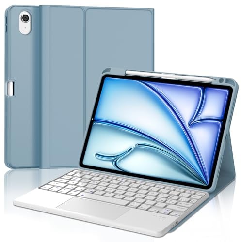 JADEMALL Tastiera con Touchpad per iPad Air 11 M2/M3/M4 2024/2025/2026, Italiano QWERTY Tastiera Bluetooth Staccabile con Trackpad Custodia per iPad Air 11 M2/M3/M4, Blu