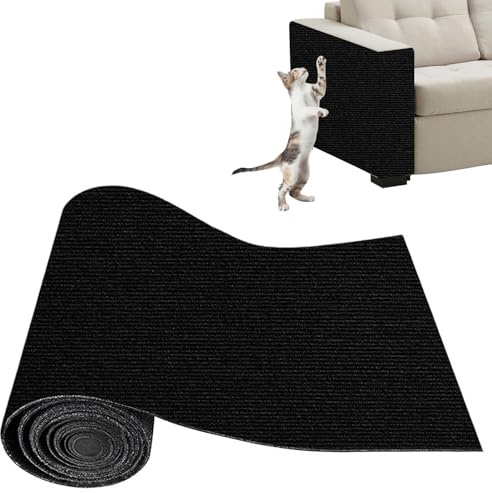 Xynovate Kratzmatte Selbstklebend Katze, DIY Kratzbrett, Kratzschutz Sofa, Katzenkratzer Kleber Möbelschutz für Wand (Schwarz,30x100cm)