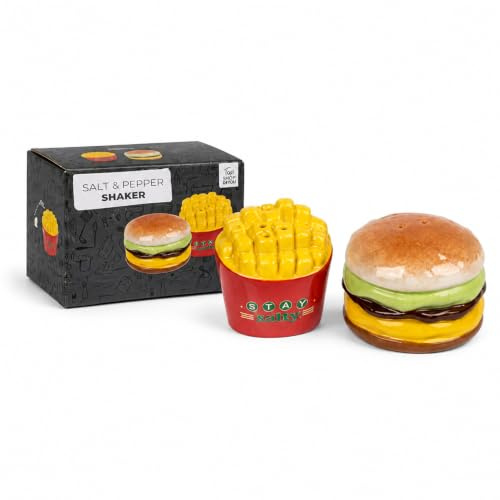 Topshop24you Salz- und Pfefferstreuer Set Burger und Pommes Keramik 2er