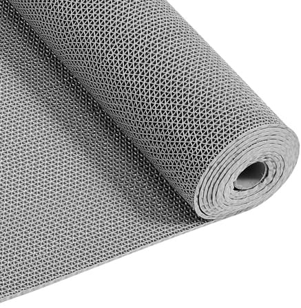 VEVOR Tapis de Drainage Antidérapant 90x500 cm, Caillebotis Piscine en PVC, Revêtement de Sol pour Zones Humides Restaurant Piscine Terrasse Salle de Bain, Tapis Antifatigue Drainant en Rouleau, Gris