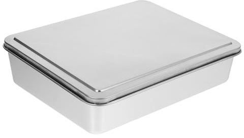 OSALADI Plaque de Cuisson en Acier Inoxydable 28x22x6 Cm avec Couvercle, Moule à Pâtisserie Réutilisable pour Maison, Plat à Rôtir Carré pour Tiramisu, Gâteau et Desserts