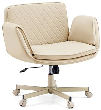 hjh LIVING Home Office Bürostuhl Criss-Cross 10 – Bequemer Schneidersitz Stuhl, extra breite Sitzfläche, klappbare Armlehnen, ergonomisch & höhenverstellbar, Beige
