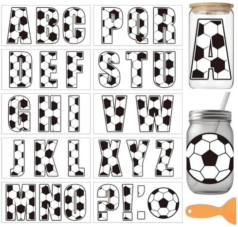 arricraft 10 Blätter Englische Buchstaben UV DTF Tasse Transfer Aufkleber | 24x11cm Wasserfest Rub On Sticker Möbelfolie Selbstklebend für DIY Kunsthandwerk Becher, Flaschen, 16oz Glas, Möbel