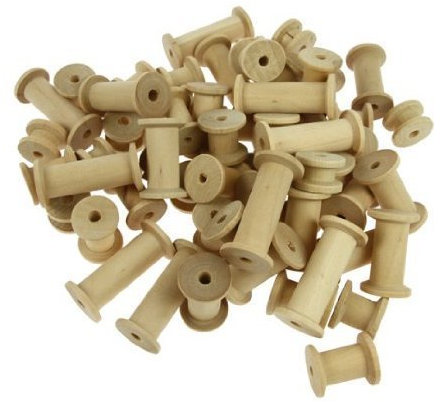 Creation Station Assorted Sizes Wooden Spools, Natural, Pack of 60