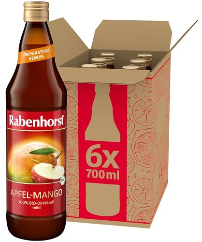 RABENHORST Apfel-Mango BIO 6er Pack (6 x 700ml). Vollmundiger Fruchtgenuss aus 100% Bio-Direktsaft