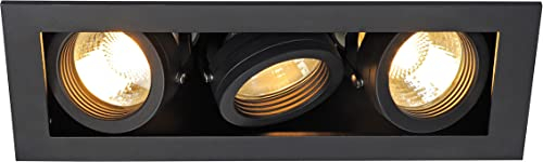 SLV KADUX 3 | Einbauleuchte, Innenbeleuchtung, Deckeneinbauleuchte, LED Spots, Deckenstrahler, Deckenleuchte| Zweiflammig, GU10, rechteckig, schwarz matt, je. max. 50W, inkl. Clipfedern