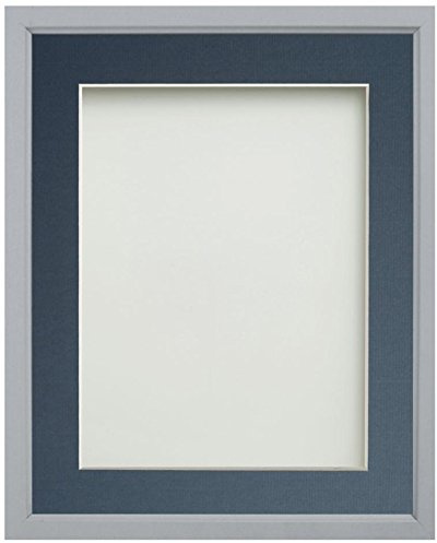 Frame Company Drayton Range 5x5-inch Grey Picture Photo Frame with Blue Mount For Image Size 3.5x3.5-inch