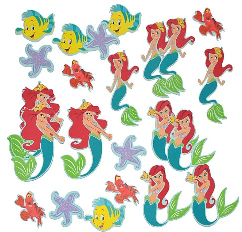 alles-meine.de GmbH 24 TLG. Set 3-D Wandtattoo/Sticker - Arielle - Moosgummi Kind für Kinder Kinderzimmer Wandsticker Meerjungfrau Aufkleber auch zum Basteln und Dekorieren