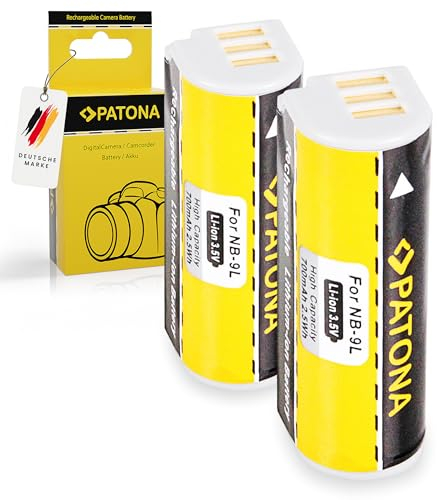 PATONA 2X NB-9L Akku 700mAh Ersatzakku kompatibel mit Canon IXUS 500 510 1000 1100 HS PowerShot ELPH 510 520 530 HS N SD4500 is 500HS 510HS 1000HS 1100HS 510HS 520HS 530HS NB9L NB 9L NB9-L