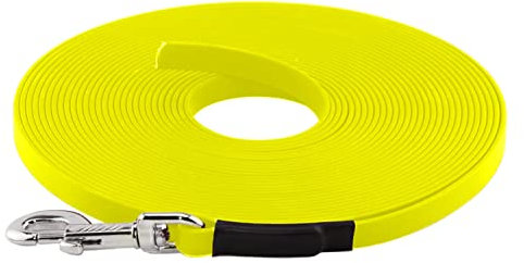 LENNIE BioThane Schleppleine, 15m, Neon-Gelb, 16mm für große Hunde, genäht