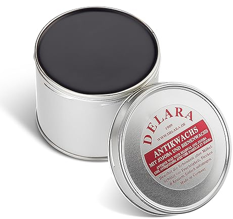 DELARA Cera para muebles de muy alta calidad con yoyoba y cera de abeja. Color: negro - Made in Germany