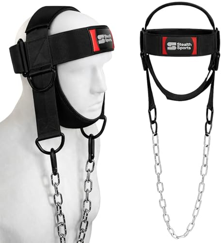 Stealth Sports Kopftrainer mit Verstellbaren Kinn & Kopfgurten, Neopren Gepolsterter Nackentrainer für Krafttraining, Nackentraining - Kopfgeschirr Gewichtheben, Kampfsport, Erholung Verletzungen