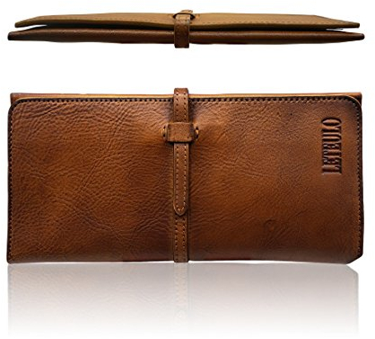 LETEULO Portefeuille Femme Cuir Véritable Grand Capacite Porte Monnaie Femmes, Mince Portefeuille Femmes (Marron)