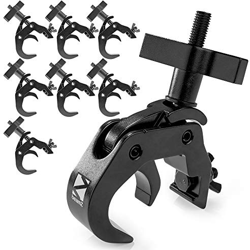BeamZ BC50B-250T Quick Clamp Slimline Truss Clamps - Pack of 8 Heavy-Duty DJ Stage Lighting Aluminium Couplers, Fits 48-51mm Tube, 250kg Load Capacity, Black Finish