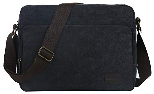 Eshow Messenger bag Herren canvas Schultertasche Segeltuch Retro Laptoptasche 14 Zoll für Arbeit Freizeit Uni