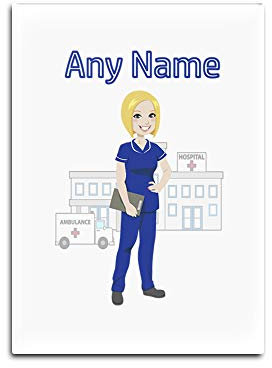 Kühlschrankmagnet aus Glas mit Aufschrift Nurse Royal Blue Tunic Blonde (NHS-Design), personalisierbar
