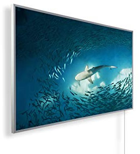 Könighaus 1000W Infrarotheizung mit Bild in HD Qualität - Energiesparend - TÜV SÜD + 5 Jahre Garantie - Doppelter Überhitzungsschutz - Infrarot Wandheizung - Motiv: 106. Hai