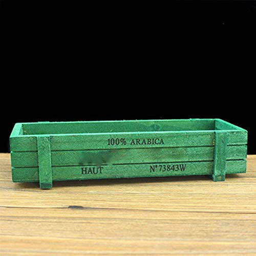 CTOBB Pot de Plante de Jardin Vert Bleu Rose décoratif Vintage Succulent Boîtes en Bois caisses Rectangle Table Pot De Fleur Dispositif De Jardinage, Vert, Moyen