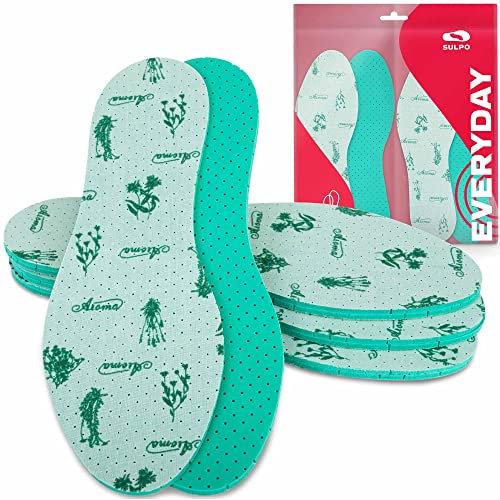 SULPO 4 Paare Einlegesohlen Aroma Minze Frischesohlen gegen schweißfüße Deo Einlagen für Herren und Damen Sohlen mit einem Duft von Minze gegen Geruch (42)