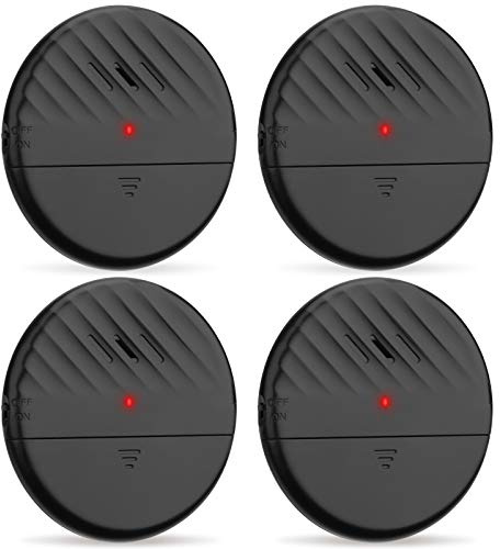 Wsdcam Allarme finestra sensore di rottura vetro allarme 125dB ultra sottile rilevatore di rottura vetro antifurto sensore di vibrazione allarme per porte e finestre di casa, confezione da 4, nero