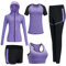 BOTRE Damen Traingsanzug Sport Set 5er-Set Sportanzüge Jogginganzug PLm Fitness Yoga Kleidung Laufbekleidung Sportswear Yoga Outfit Damen BH Leggings Set(Lila, Large)