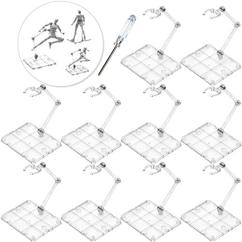 XISTEST Actionfigurenständer, 10 Stück + Schraubendreher, Klar, Kunststoff