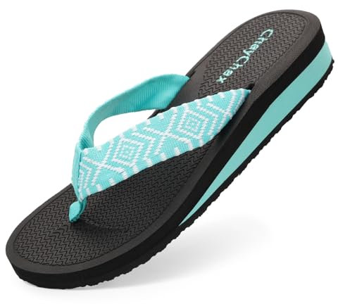 ChayChax Zehentrenner Damen Bequem Flip Flops Sommer Pantoletten Plateau Pantoffeln Rutschfest Badelatschen, Blau, 39 EU