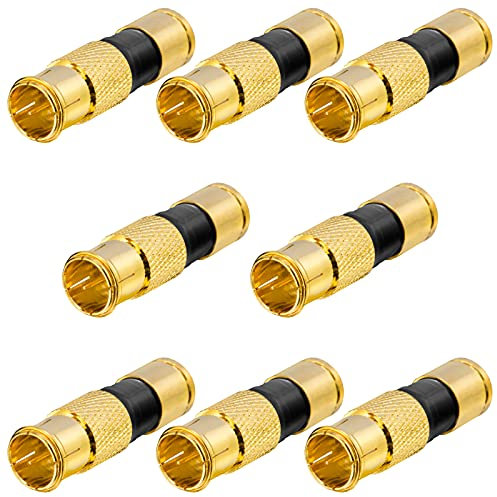 HB-DIGITAL 2x SAT Kabel Adapter Schnellstecker F-stecker Quickfix für Antennenkabel Antennenadapter Sat Kabel Koaxialkabel Steckverbinder Ø 6.8 – 7.2 mm Kompressionsstecker - Vergoldet