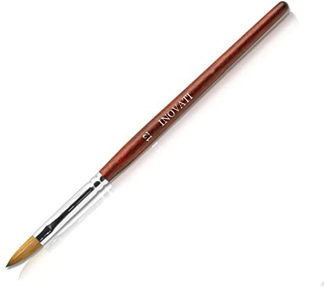 INOVATI Acrylic Nail Brush, Thin Acrylic Brush for Acrylic Nails, 100% Kolinsky Hair Bristles for Nail Gel, Nail Files for Acrylic and Gel Nails, Nail Art Tools for Acrylic Nails with Wooden Handle
