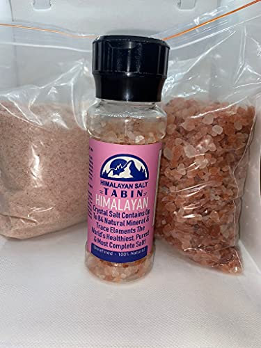 Molinillo de sal del Himalaya 250 g de sal en plástico más 1 kg bolsa de sal rosa Crystal Rock Plus 1 kg de sal fina paquete de 3