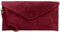 LeahWard Genuine Italian Suede Leather Envelope Clutch Bags Wrist Strap and Chain Strap Included Party Wedding Purse Handbag Cross Body Bag (D.WINE Suede)