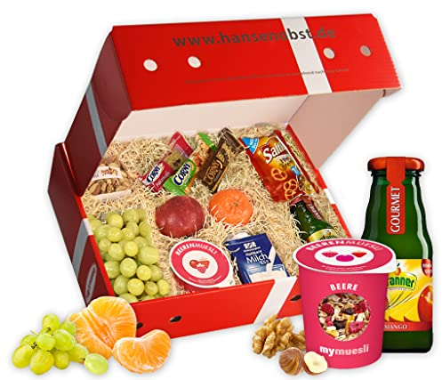 Hansen Obst - Geschenkbox - fruchtige Obst-Box - “Webinar-Snack-Box” - Präsentkorb - Obst-Geschenkset - gefüllte Obstkiste - Probier-Obstbox