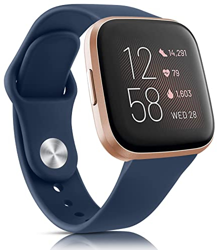 AK Kompatibel für Fitbit Versa 2 Armband/Fitbit Versa Armband, Weiches Silikon Sport Ersatz Armband Kompatibel für Fitbit Versa 2/Fitbit Versa/Fitbit Versa Lite Smartwatch (Navy blau)