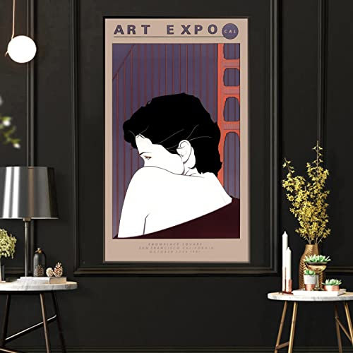 Hnyjyfa Mode-cooles Mädchen-Pop-Art-Plakat Patrick Nagel Frau Malerei Vintage Illustration Wand Kunstdrucke Sexy Elegante Frau Poster Moderne Zimmer Schlafzimmer Dekor 0125121