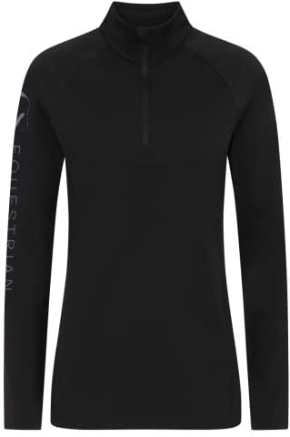 GS Equestrian Ladies Momentum Long Sleeve Base Layer. Lightweight, Flexible and Colourful Base Layers That are Perfect for Horse Riding (Black, UK 10)