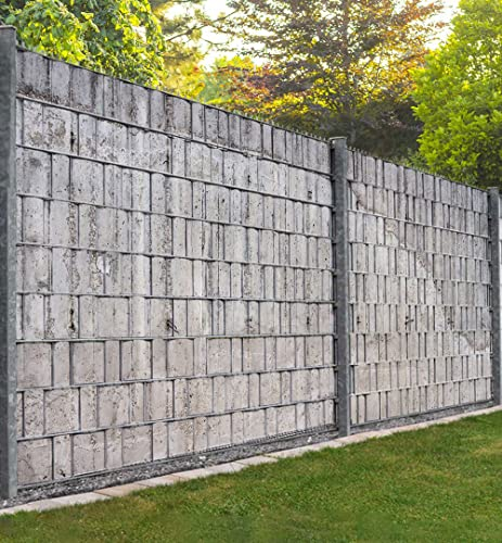 MyMaxxi Infinity Zaunsichtschutz - verwaschene Betonwand - Sichtschutzstreifen für Doppelstabmattenzaun - Windschutz Sonnenschutz Blickdicht - Sichtschutz Garten Teil1 + Teil2-500x180cm