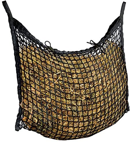 VOSS.farming Heunetz 120 x 90cm, Futternetz für 8,5kg Heu, Maschenweite 3 x 3cm, Heusack, Heutasche, schwarz