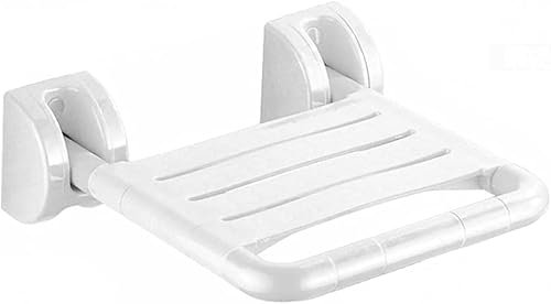 Badhocker Faltbarer Wandhocker Badezimmer Duschsitz Hocker Klappstuhl Schwerlast Anti-Rutsch-Duschstuhl mit Beinen Duschhocker (Farbe: Weiß, Größe: B)