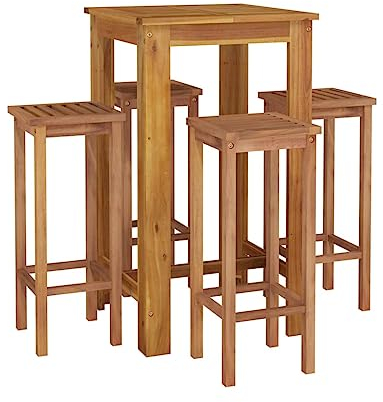 vidaXL Gartenmöbel Set 5-TLG. Gartengarnitur Sitzgruppe Gartenset Sitzgarnitur Gartentisch Tisch Stuhl Gartenstuhl Massivholz Akazie