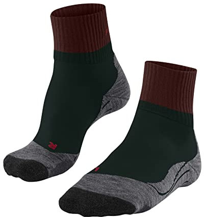 FALKE Herren Wandersocken TK2 Explore Short M SSO Merinowolle Antiblasen Dick 1 Paar, Grün (Holly 7385), 44-45