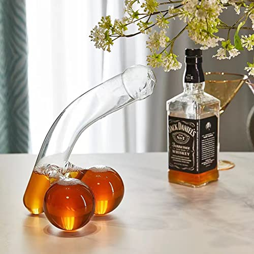 Funny Decanter, Lead-Free Glass Decanter Sets for Men Unique & Funny Glass Container for Scotch, Tequila, Brandy, Rum, Bourbon & Other Drinks - Gift Accessories for Men, Dad, Boyfriend