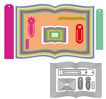 Sredwtk Stanzschablonen Bücher Cutting Dies Prägeschablonen Stanzformen Schablonen Für Scrapbooking, Fotopapier 3D Karten Handwerk Prägen DIY Herstellung Geschenk