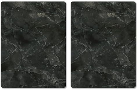 Pagnanno Hob Covers Chopping Board Pack of 2 - Versatile Kitchen Board Glass Worktop Savers - Heat Resistant Sink Boards, Worktop Protectors - Marble Effect Grey (Design 7, 50x40CM)