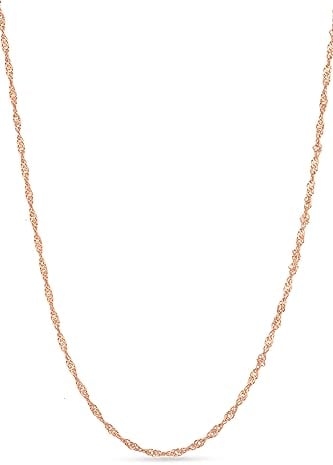 Einzelstück® Singapurkette 45-50 cm 925 Silber I Silberkette gedreht in Roségold I minimalistische Kette Damen ohne Anhänger (Memory Kette Rosegold)