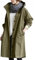 DayaEmmoTQ Veste coupe-vent à double boutonnage pour femme avec cordon de serrage à capuche et manches longues coupe-vent revers léger manteau décontracté, vert, M