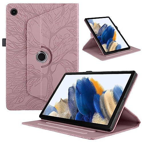 TEDTIKJT Funda para Lenovo Tab M10 Plus 3rd Gen 10.6 2022 TB-125F/ 128F PU Cuero Tabletas Protectora Case 360°Carcasa Giratoria de ángulo Múltiple con Soporte Función, Oro Rosa Árboles