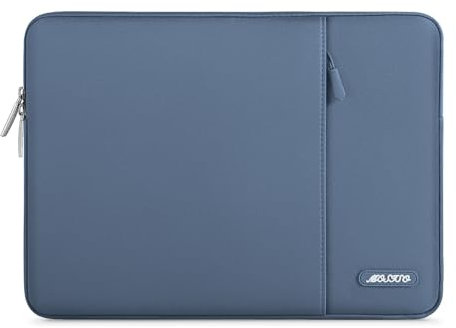 MOSISO Laptop Case 13.3 inch, 13-13.3 inch Laptop Sleeve Compatible with MacBook Air/Pro 13 / Pro 14, HP Dell ASUS Lenovo Notebook, Polyester Vertical Computer Sleeve Bag with Pocket, Steel Blue