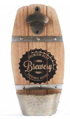 Marco Paul Beer Barrel Bottle Opener Wall Mounted Beer Bottle Opener for bar, Kitchen Wooden Retro Style Vintage Opener (Brewery Logo)