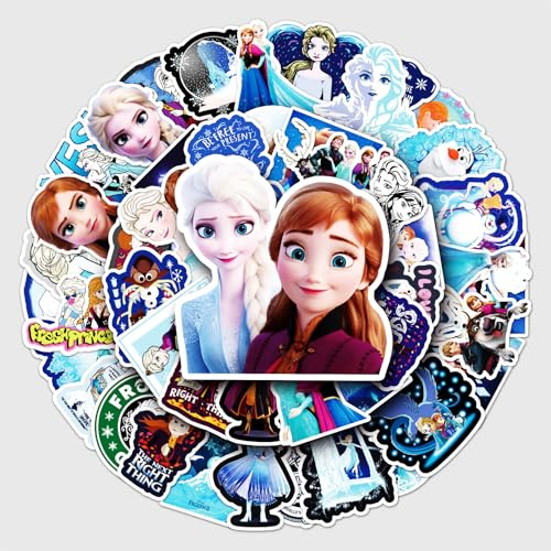 50Pcs Aufkleber Frozen, Wasserfeste Vinyl Stickers, Leicht Aufzutragen und Abzuziehen
